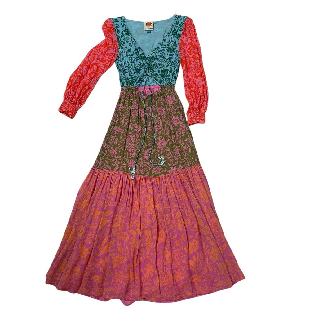Farm Rio for Anthropologie Cut Out Maxi Dress - Pink Combo - Small